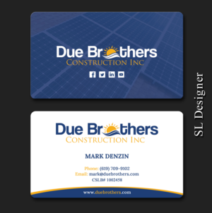 Business Card Design by SL Designer for Due Brothers Construction  | Design: #13021235