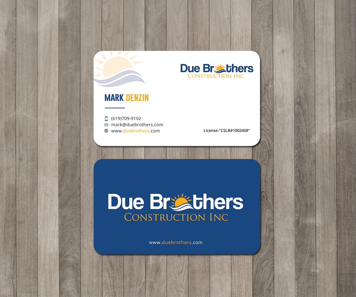 Business Card Design by Graphic Flame for Due Brothers Construction  | Design #13033790