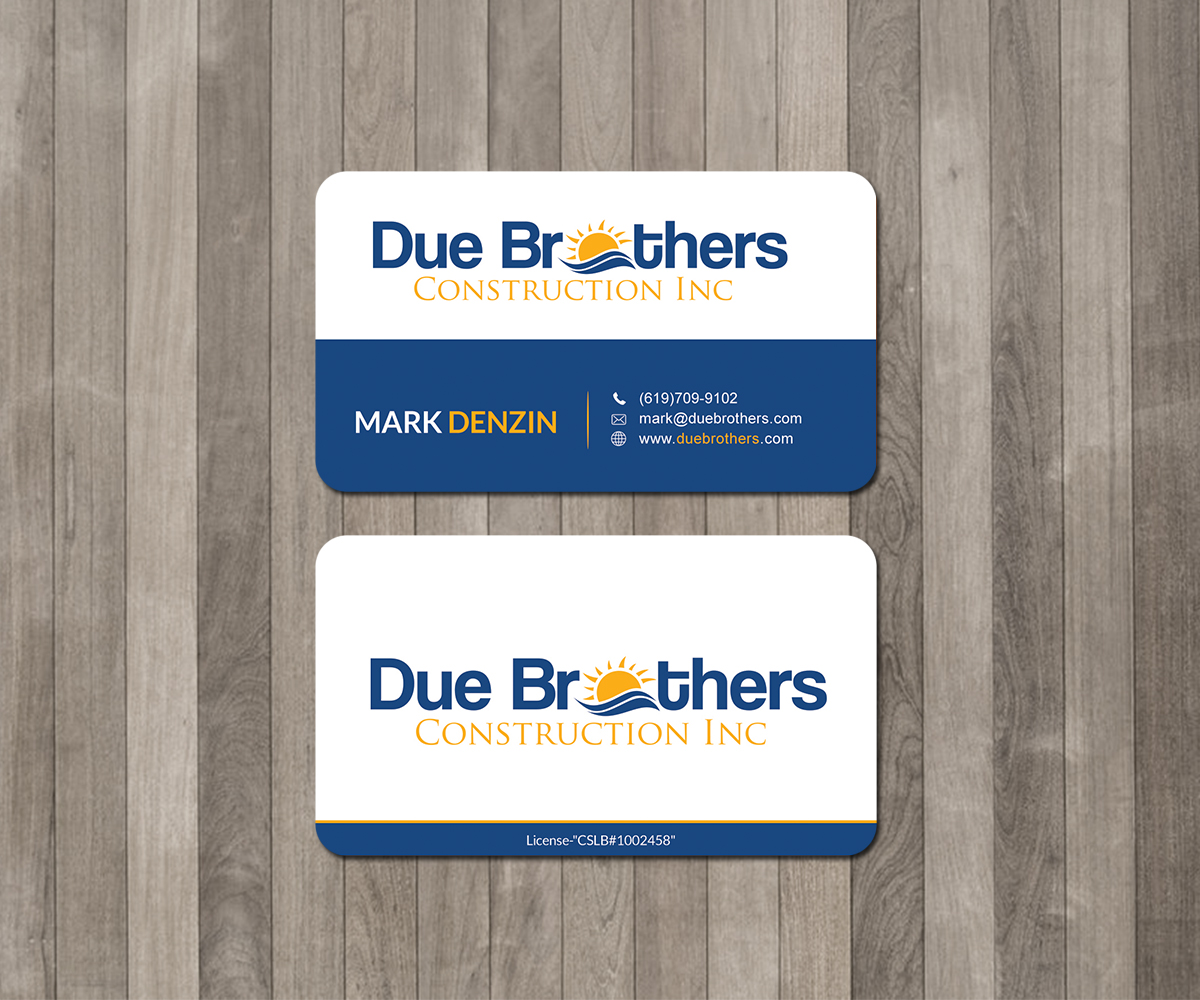 Business Card Design by Graphic Flame for Due Brothers Construction  | Design #13033820