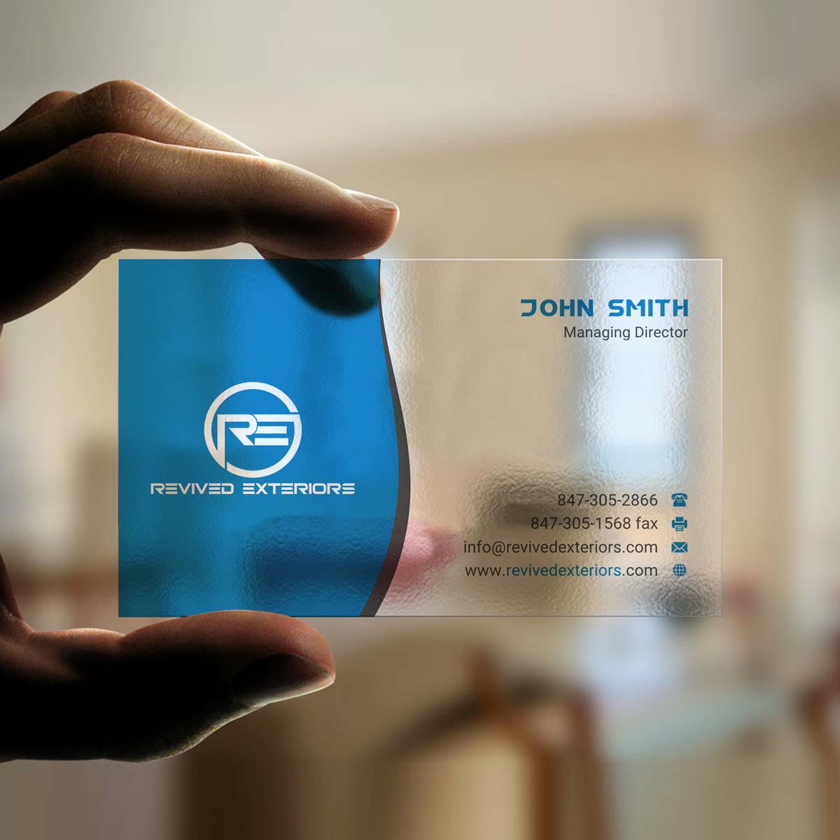 Business Card Design by INDIAN_Ashok for Revived Exteriors, Inc. | Design #13035816