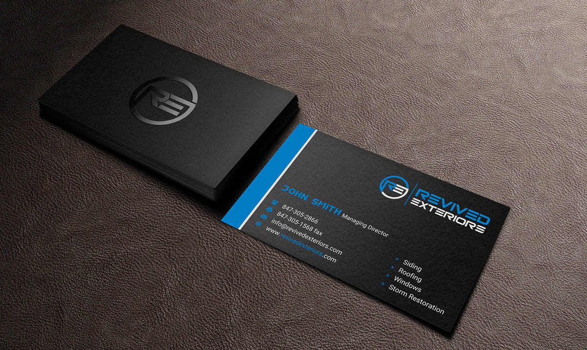 Business Card Design by INDIAN_Ashok for Revived Exteriors, Inc. | Design #13035835