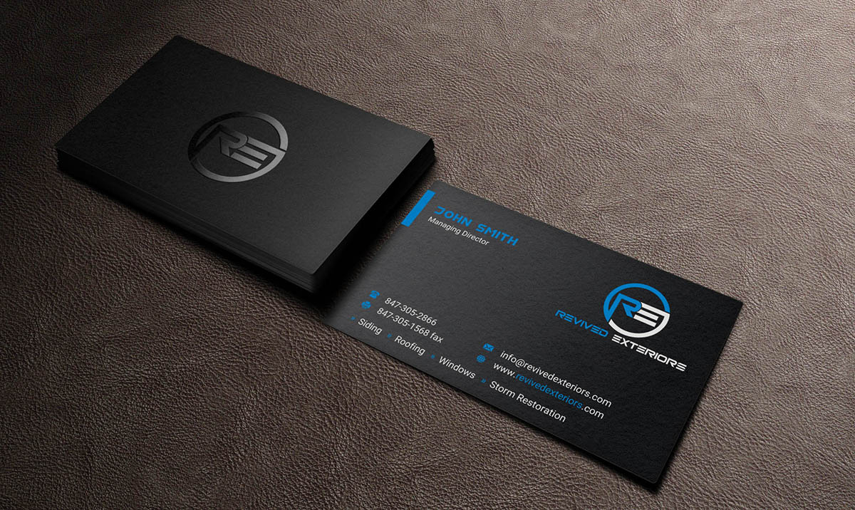 Business Card Design by INDIAN_Ashok for Revived Exteriors, Inc. | Design #13035836