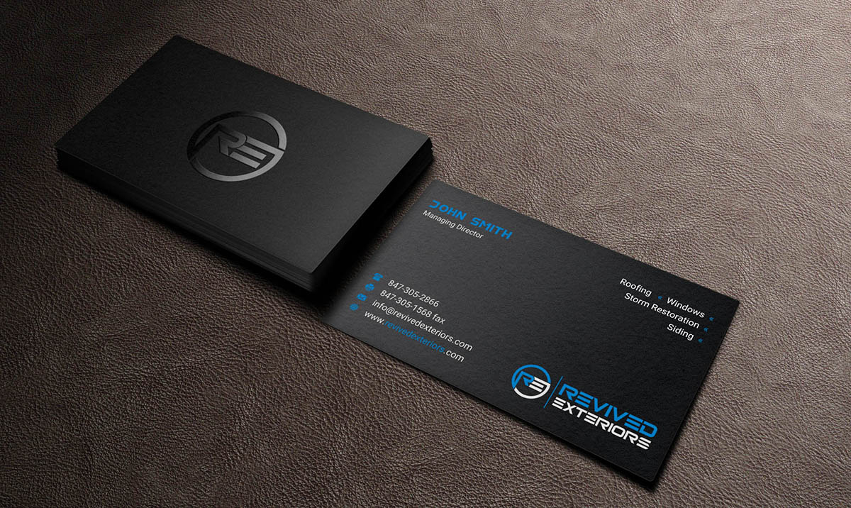 Business Card Design by INDIAN_Ashok for Revived Exteriors, Inc. | Design #13035837