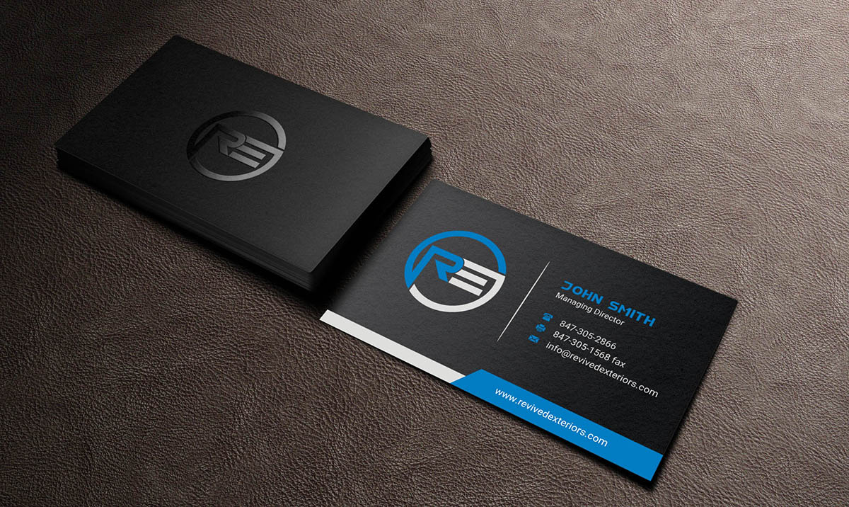 Business Card Design by INDIAN_Ashok for Revived Exteriors, Inc. | Design #13035838