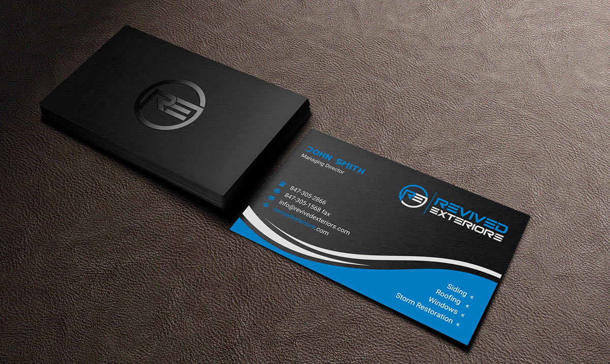 Business Card Design by INDIAN_Ashok for Revived Exteriors, Inc. | Design #13035839