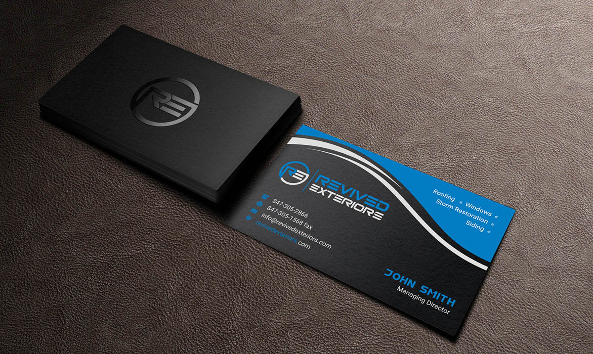 Business Card Design by INDIAN_Ashok for Revived Exteriors, Inc. | Design #13035840