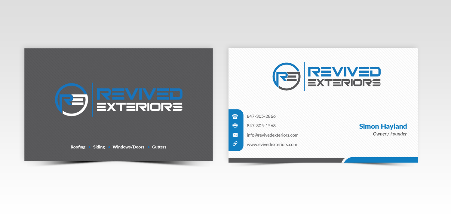 Visitenkarten-Design von Pointless Pixels India für Revived Exteriors, Inc. | Design #13050515