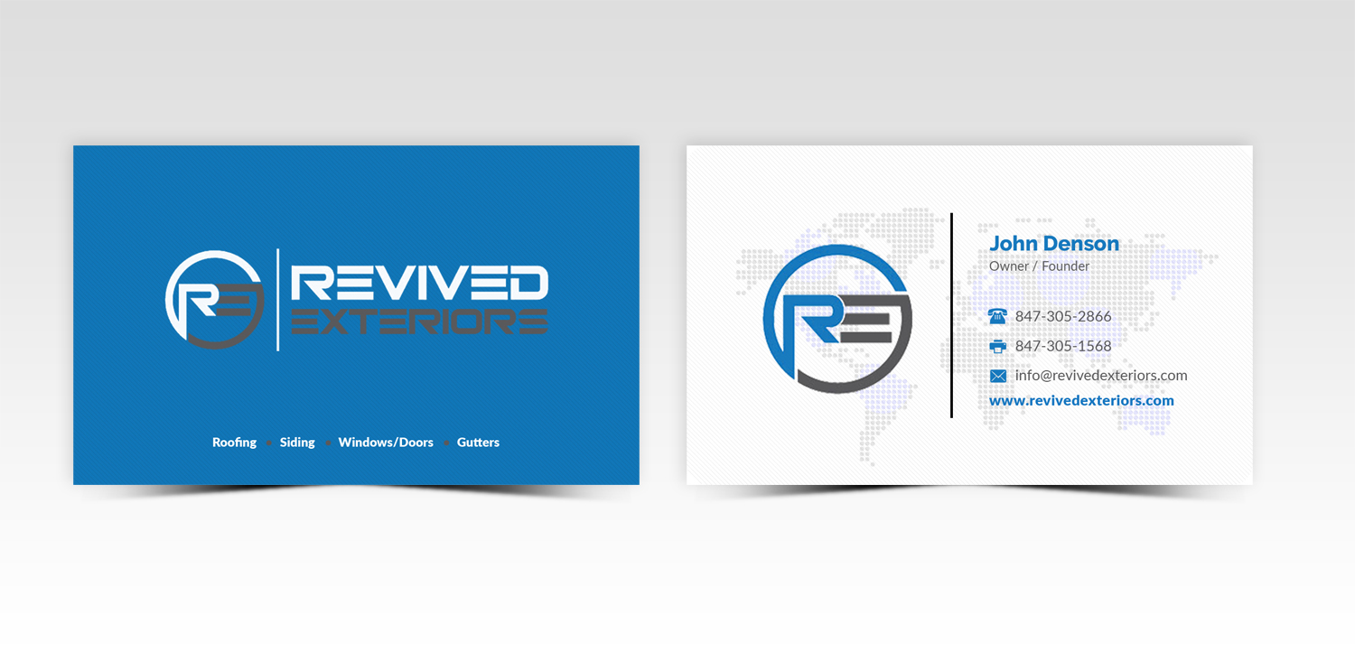 Visitenkarten-Design von Pointless Pixels India für Revived Exteriors, Inc. | Design #13050556