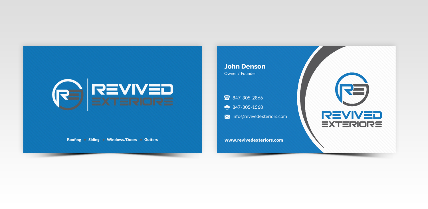 Diseño de Tarjeta de Presentación por Pointless Pixels India para Revived Exteriors, Inc. | Diseño #13050841