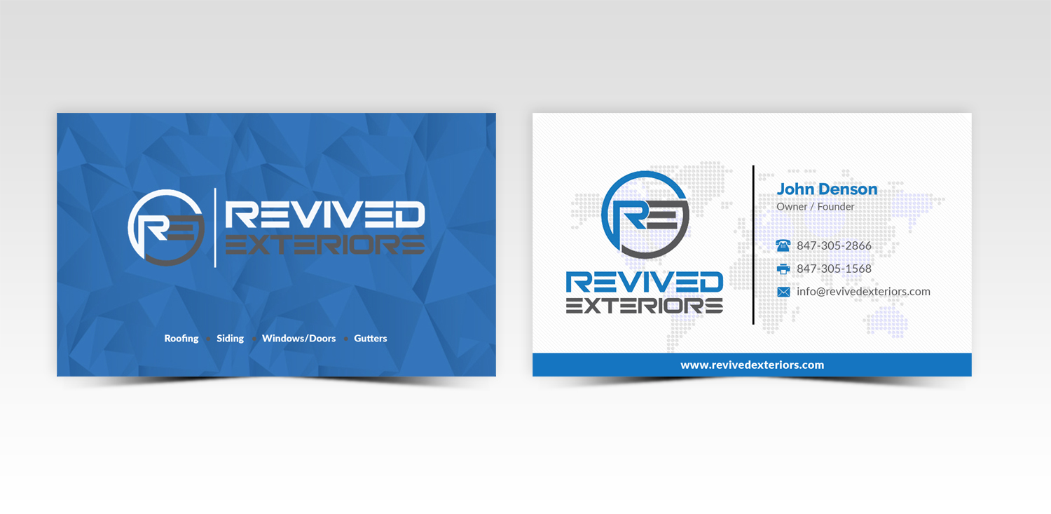Design de Carte de Visite par Pointless Pixels India pour Revived Exteriors, Inc. | Design #13050918