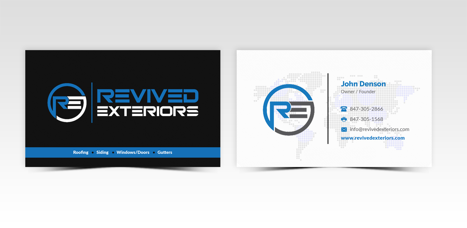 Business Card Design by Pointless Pixels India for Revived Exteriors, Inc. | Design #13050947