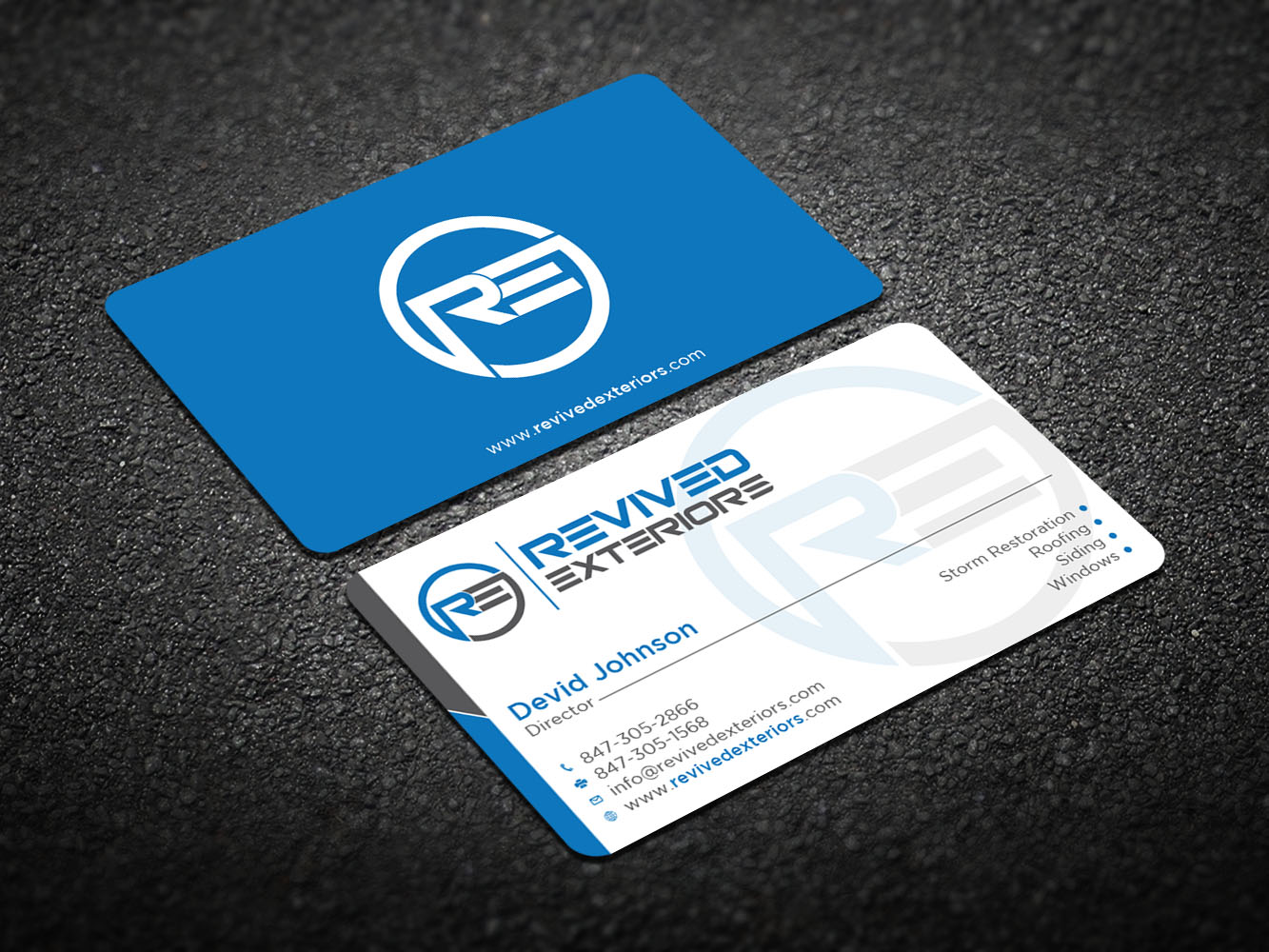 Business Card Design by Verified artistry (Design garden) for Revived Exteriors, Inc. | Design #13084274