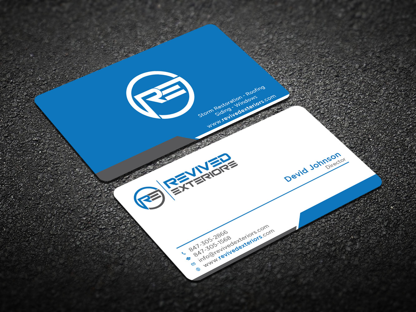 Business Card Design by Verified artistry (Design garden) for Revived Exteriors, Inc. | Design #13084279