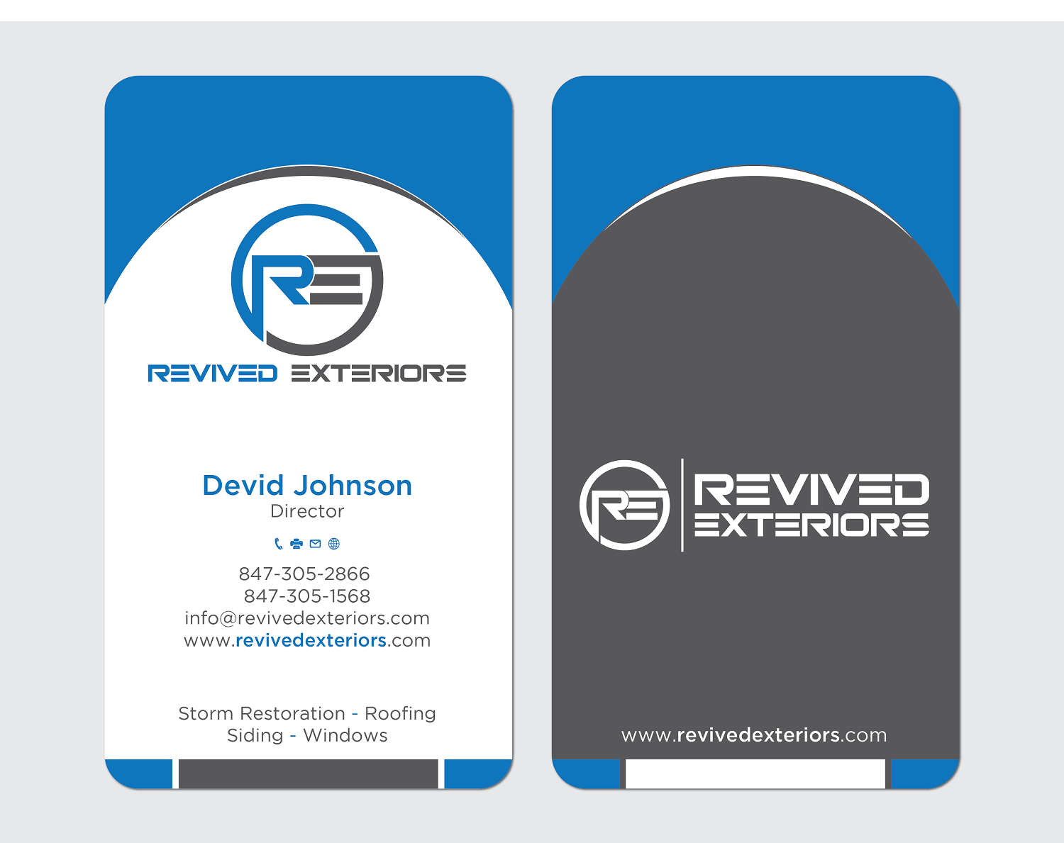 Business Card Design by Verified artistry (Design garden) for Revived Exteriors, Inc. | Design #13084287