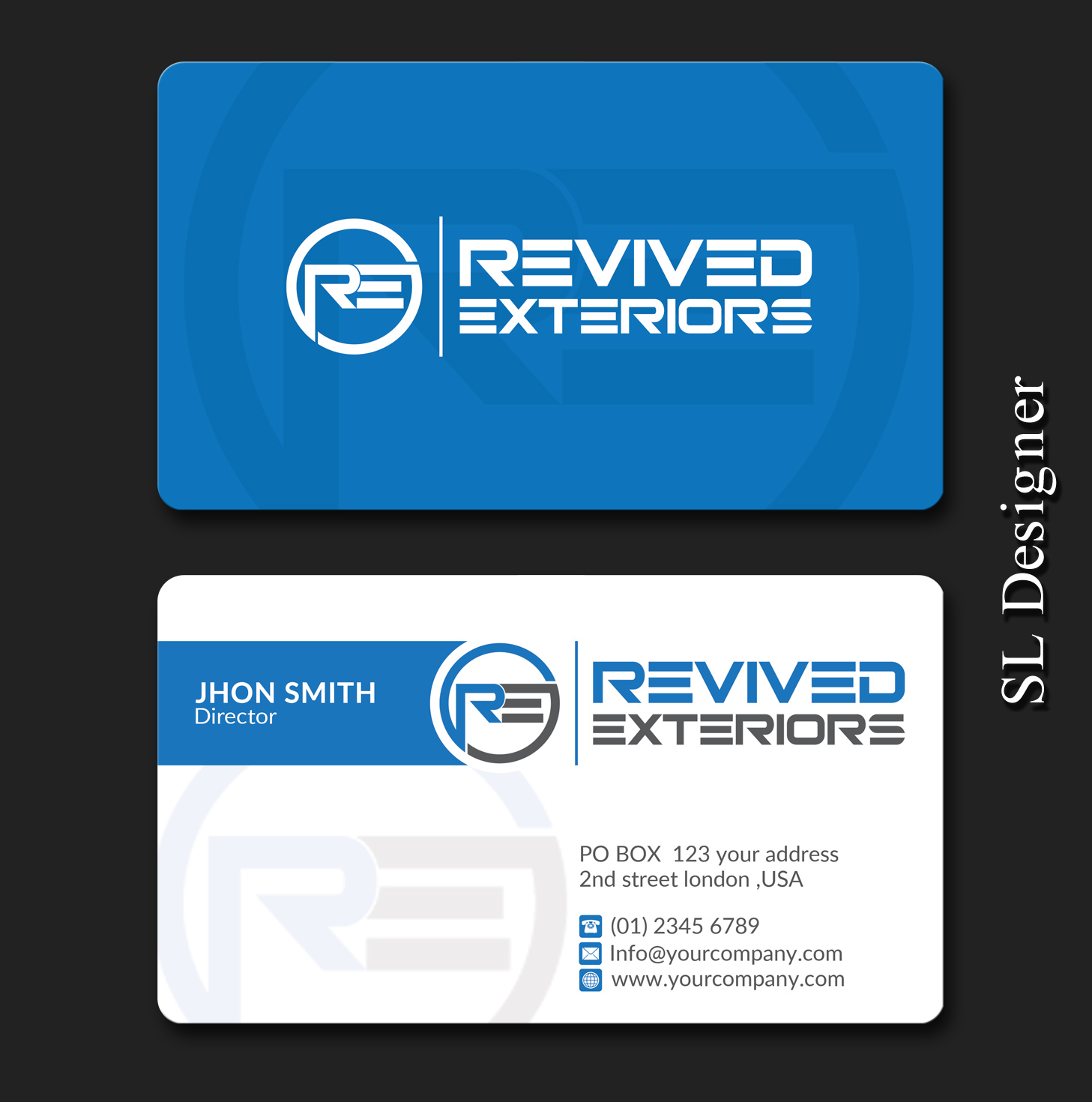 Business Card Design by SL Designer for Revived Exteriors, Inc. | Design #13031985