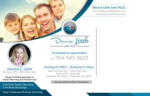 Diseño de Postal por Akshar Shailesh para Danica Little Law, PLLC | Diseño: #13074406
