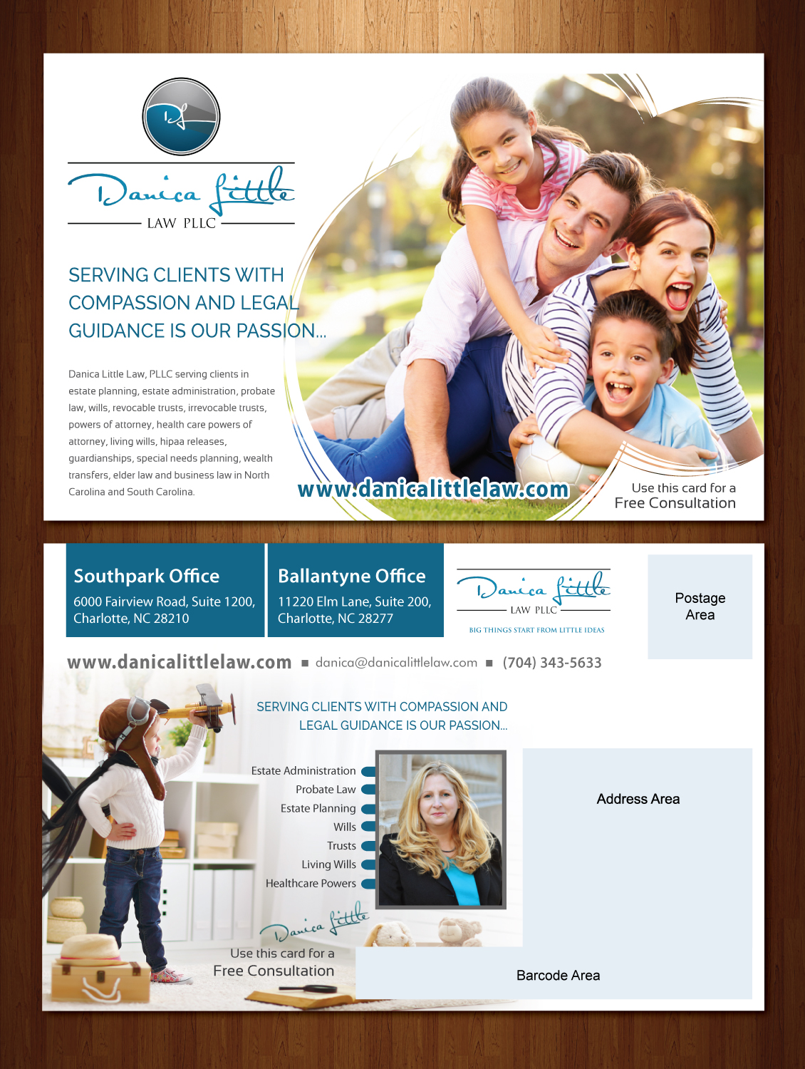 Postcard Design by Shiya@India for Danica Little Law, PLLC | Design #13129896