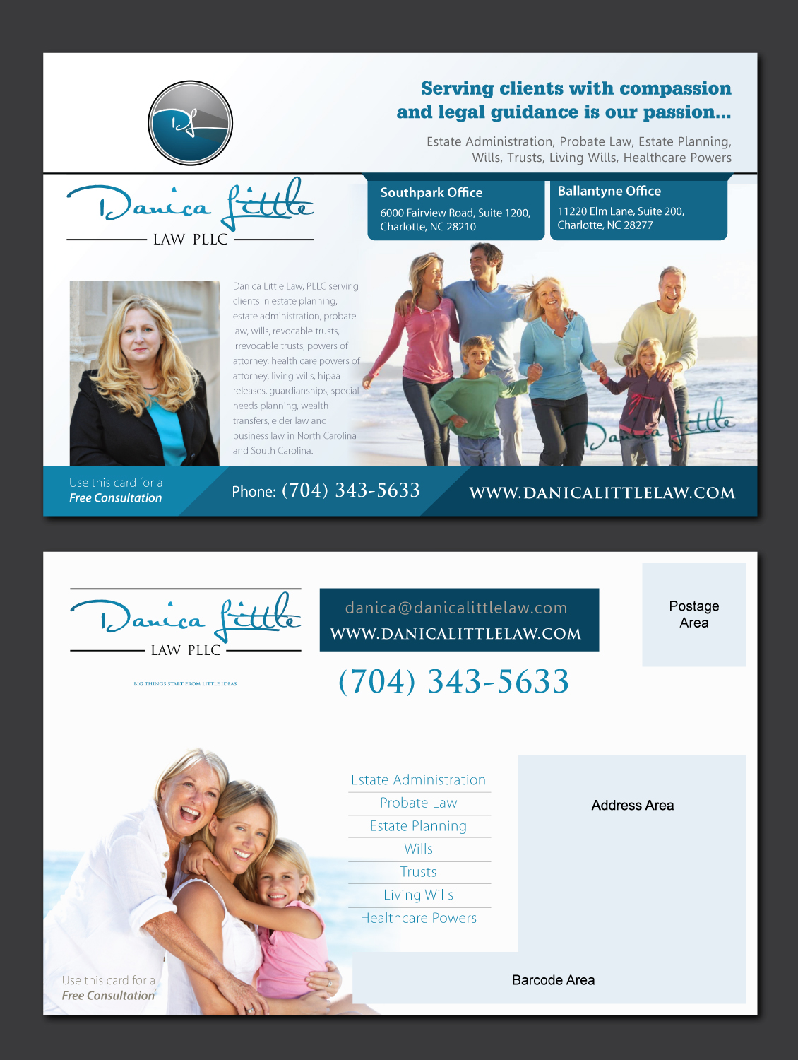 Diseño de Postal por meet007 para Danica Little Law, PLLC | Diseño #13074735