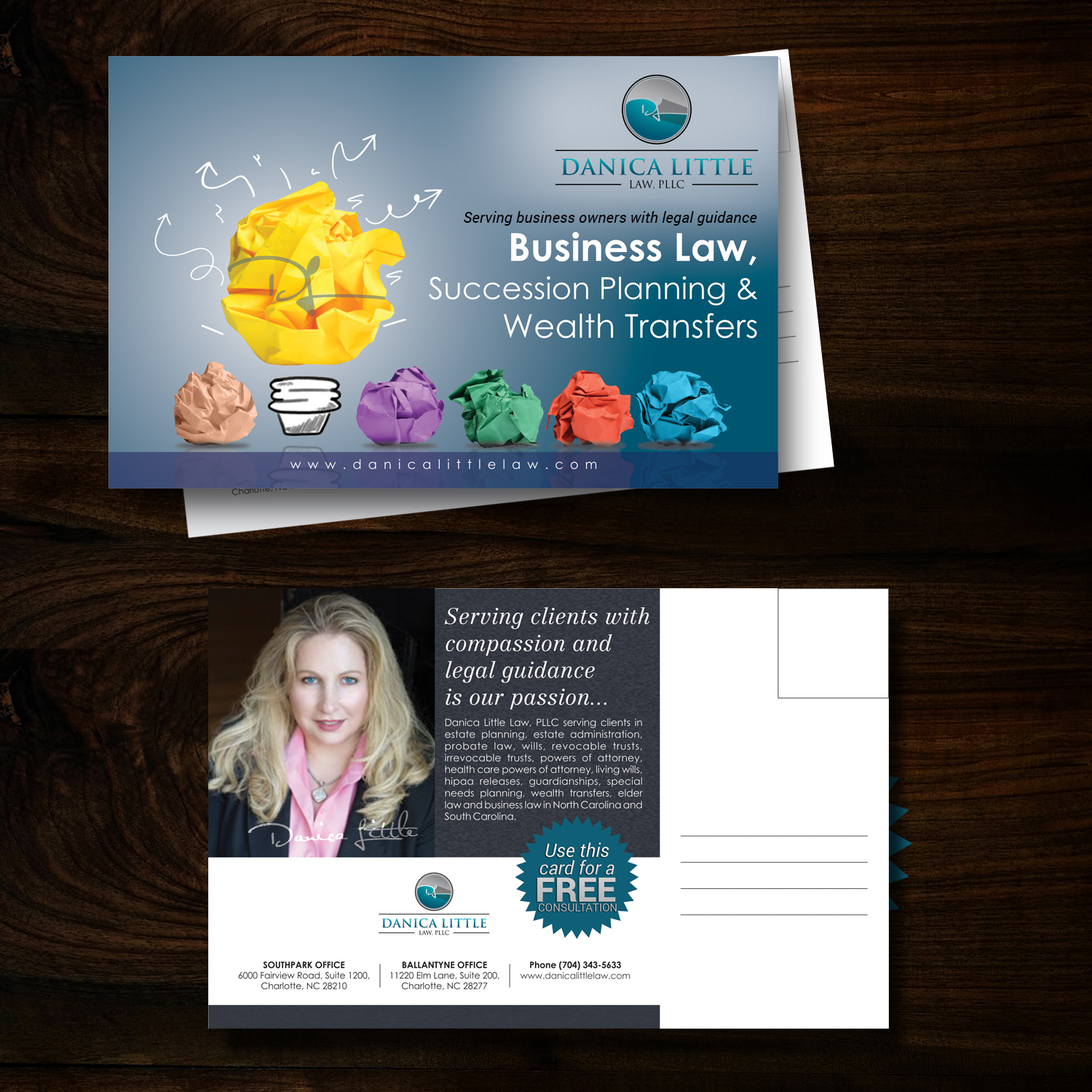 Postkarten-Design von uk für Danica Little Law, PLLC | Design #13086370