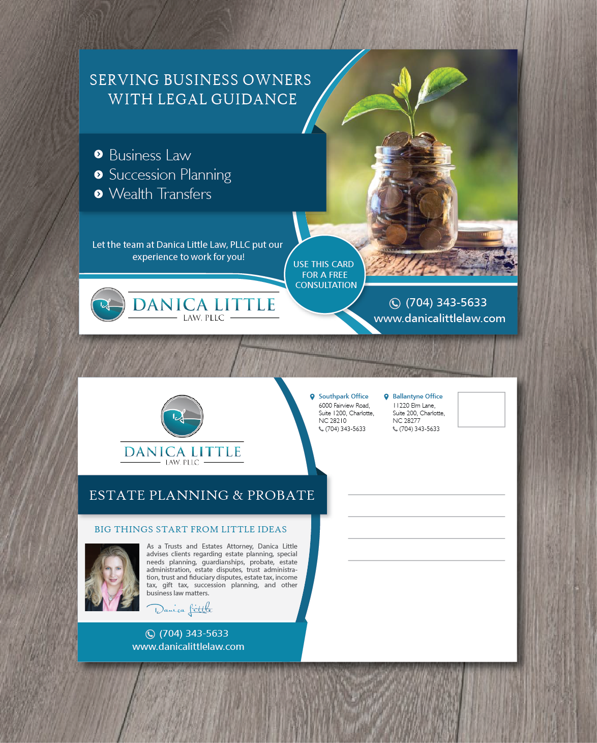 Postcard Design by alex989 for Danica Little Law, PLLC | Design #13083604