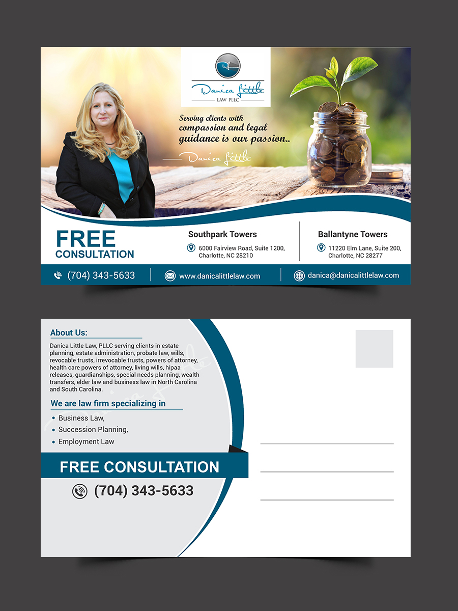 Postcard Design by ecorokerz for Danica Little Law, PLLC | Design #13072380