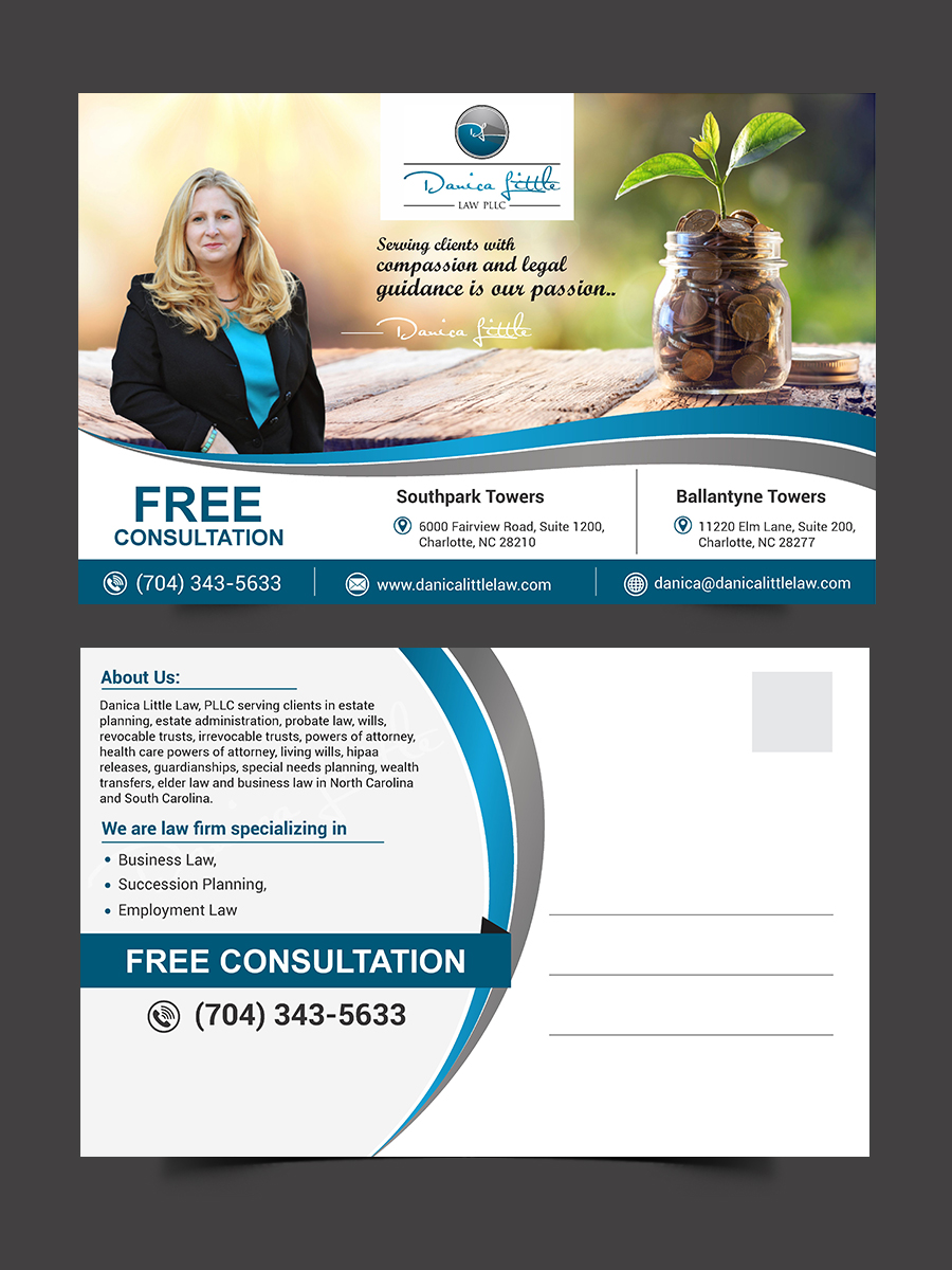Design de Carte Postale par ecorokerz pour Danica Little Law, PLLC | Design #13102635
