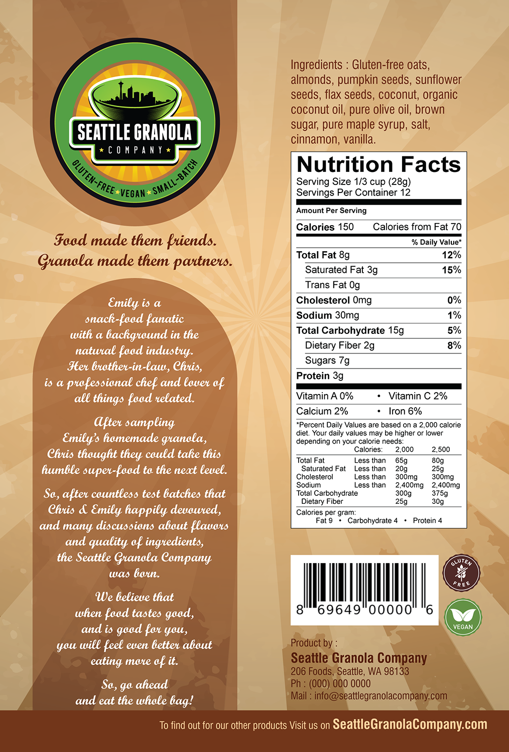 Diseño de Empaque por Akshar Shailesh para Seattle Granola Company | Diseño #13085957