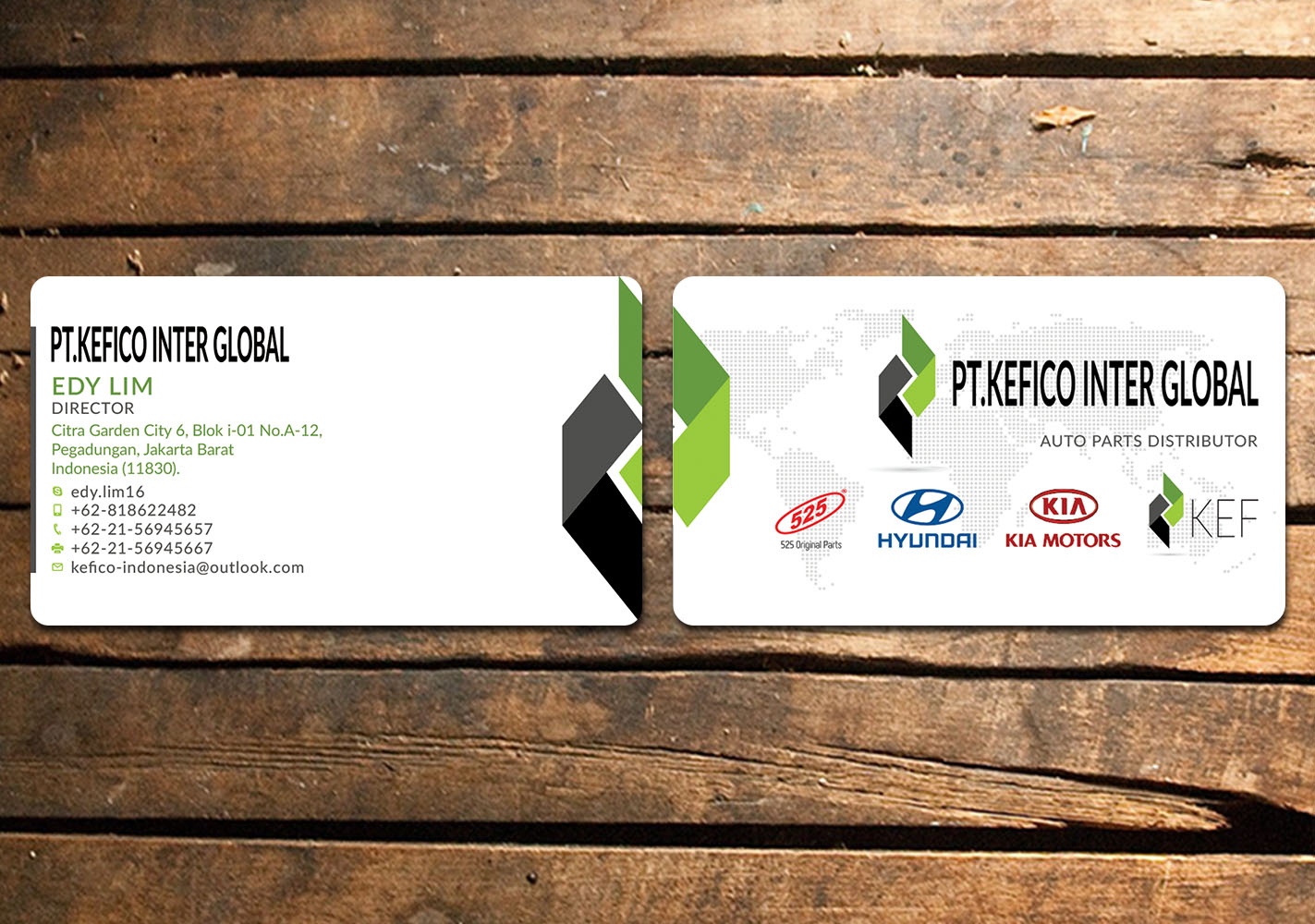 Business Card Design by Verified artistry (Design garden) for PT.KEFICO INTER GLOBAL | Design #13161587