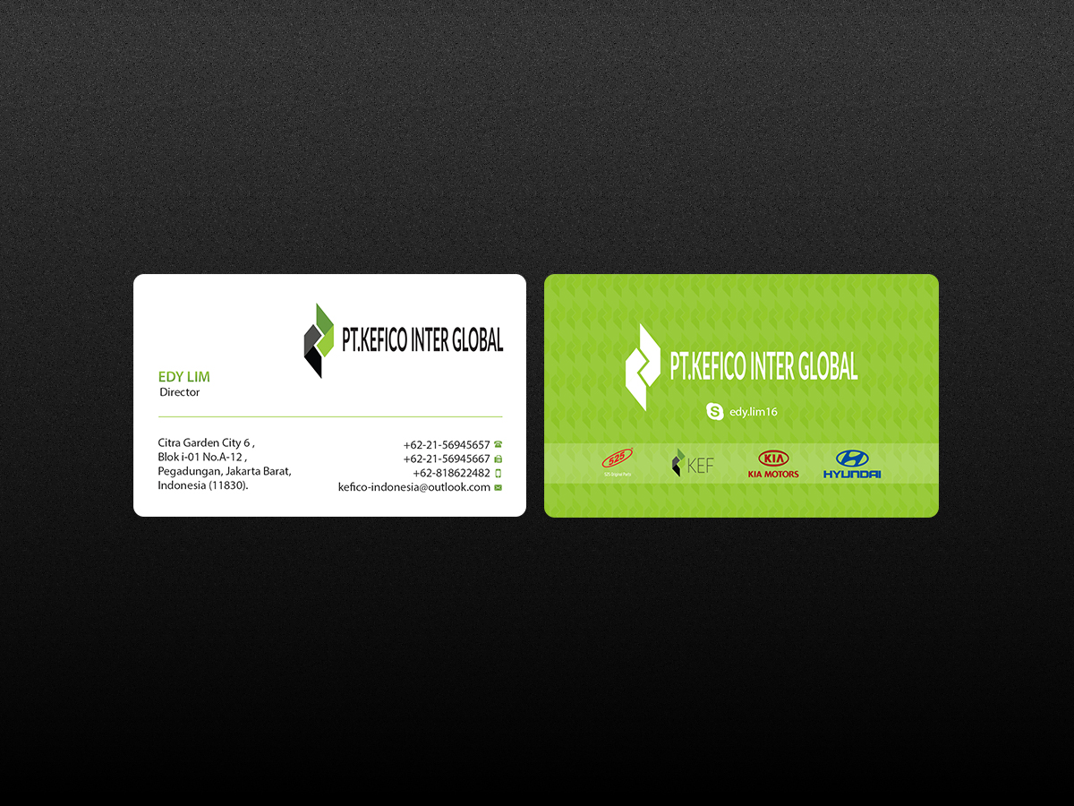 Diseño de Tarjeta de Presentación por Creations Box 2015 para PT.KEFICO INTER GLOBAL | Diseño #13100790