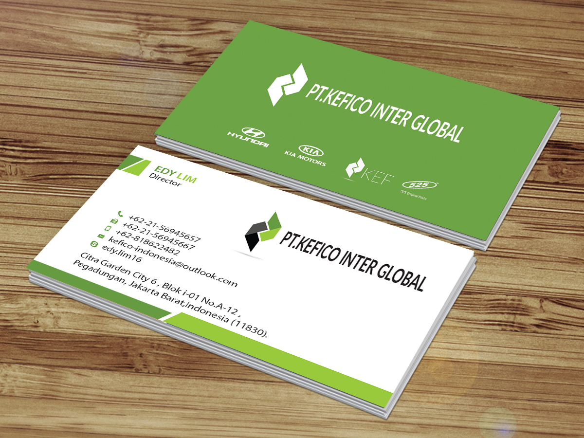 Business Card Design by Creations Box 2015 for PT.KEFICO INTER GLOBAL | Design #13100791
