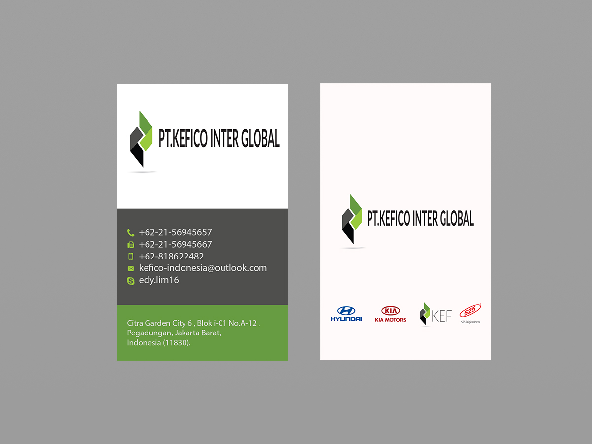 Diseño de Tarjeta de Presentación por Creations Box 2015 para PT.KEFICO INTER GLOBAL | Diseño #13100803