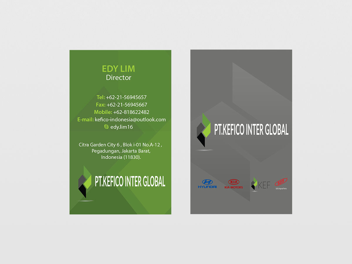 Business Card Design by Creations Box 2015 for PT.KEFICO INTER GLOBAL | Design #13100805