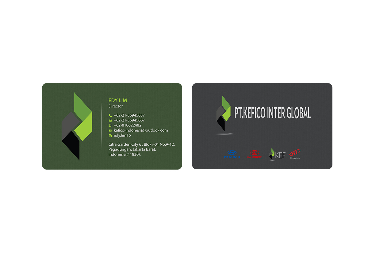 Business Card Design by Creations Box 2015 for PT.KEFICO INTER GLOBAL | Design #13100806