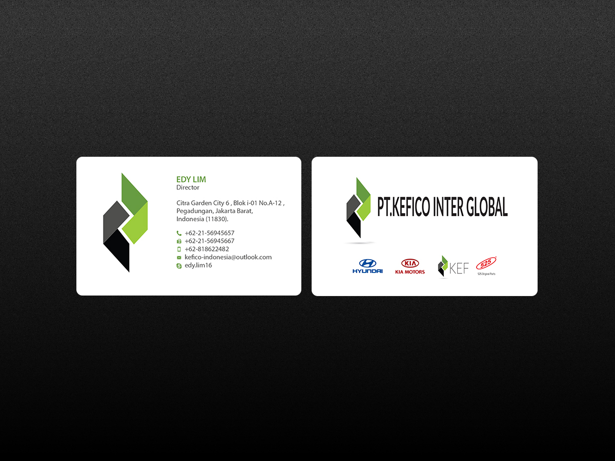 Business Card Design by Creations Box 2015 for PT.KEFICO INTER GLOBAL | Design #13100812