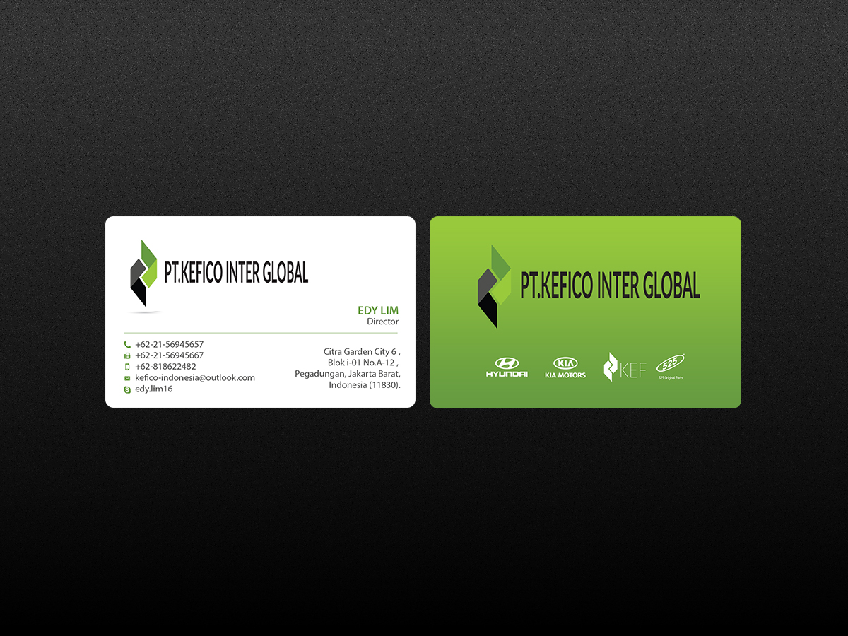 Business Card Design by Creations Box 2015 for PT.KEFICO INTER GLOBAL | Design #13100814