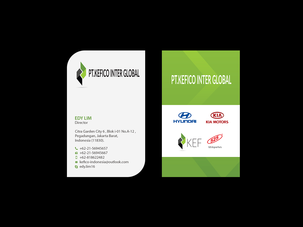 Business Card Design by Creations Box 2015 for PT.KEFICO INTER GLOBAL | Design #13100839