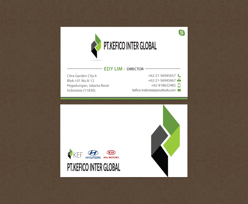 Diseño de Tarjeta de Presentación por chandrayaan.creative para PT.KEFICO INTER GLOBAL | Diseño #13094992