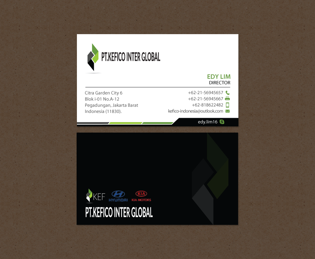 Business Card Design by chandrayaan.creative for PT.KEFICO INTER GLOBAL | Design #13095136