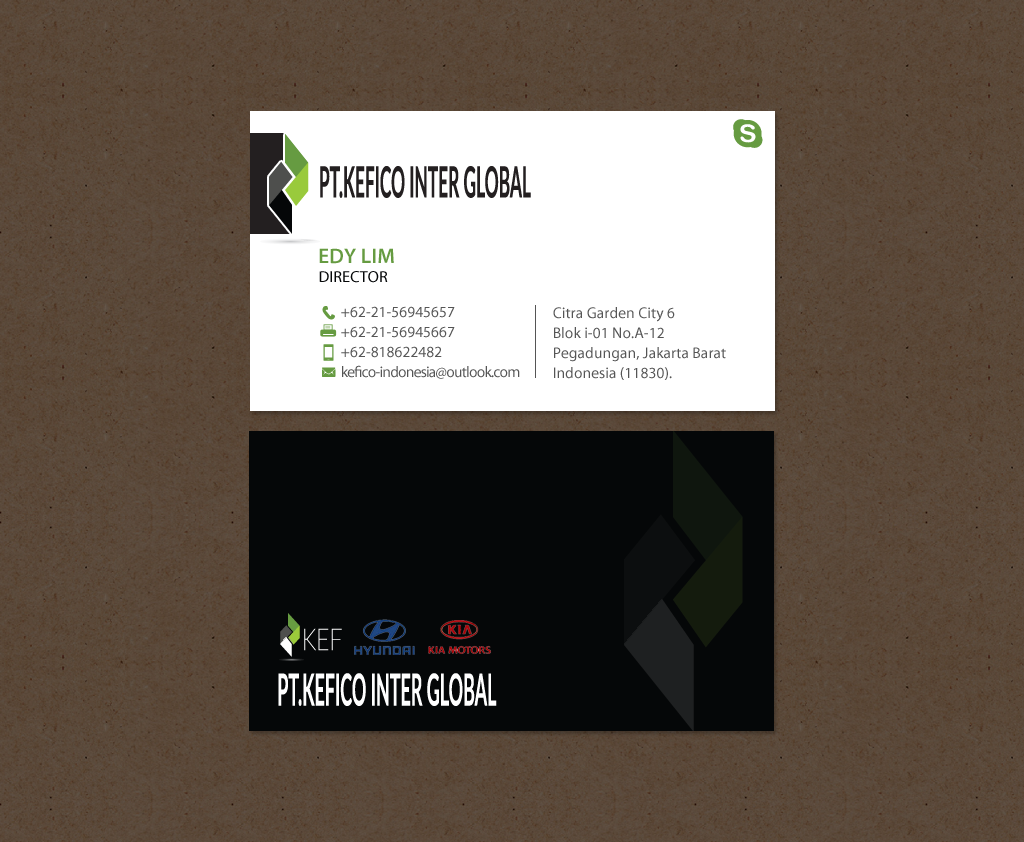 Business Card Design by chandrayaan.creative for PT.KEFICO INTER GLOBAL | Design #13095137