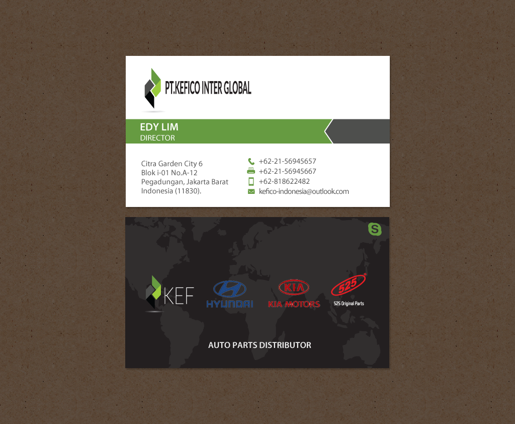 Business Card Design by chandrayaan.creative for PT.KEFICO INTER GLOBAL | Design #13170526