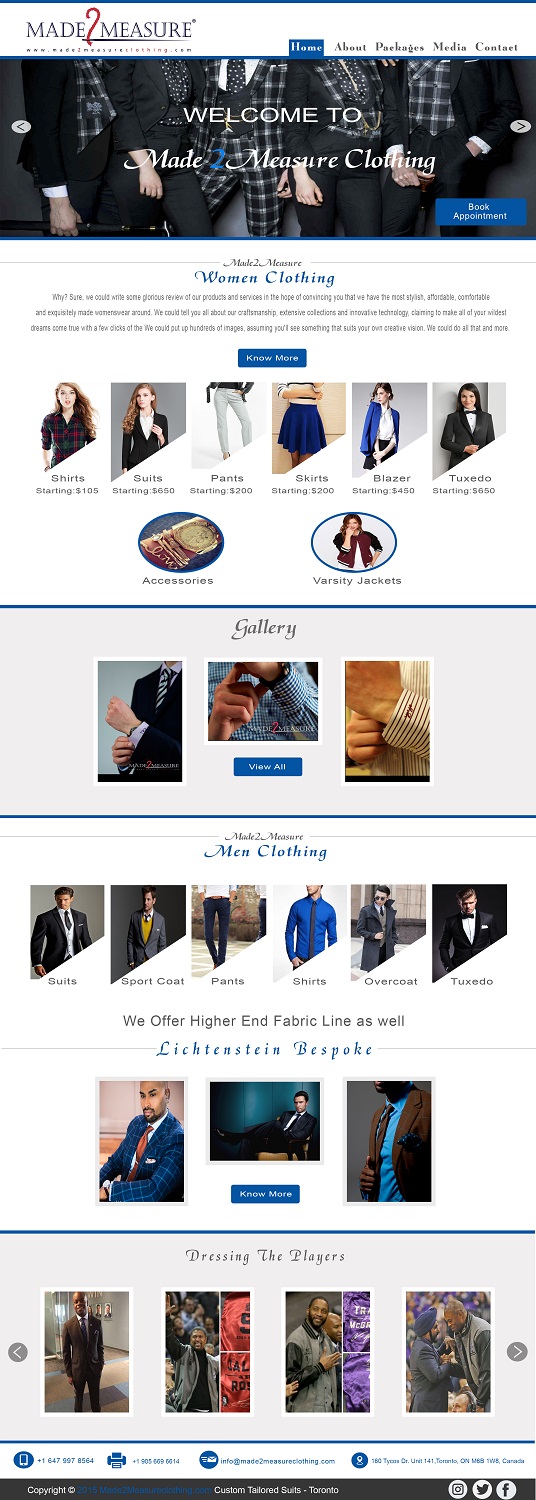 Diseño Web por ASG DESIGN para Made2Measure Clothing | Diseño #13317608