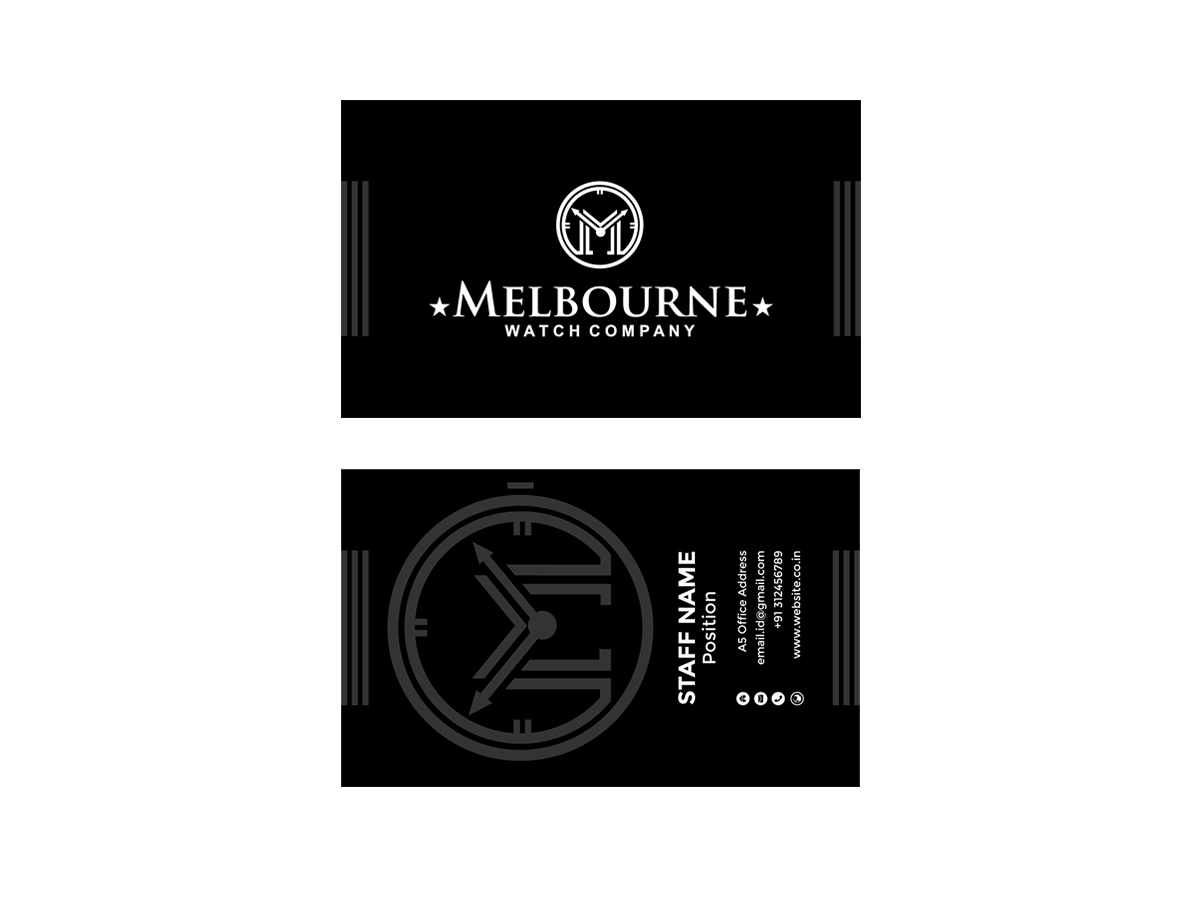 Business Card Design by dinug.312 for Melbourne Watch Company Pty Ltd | Design #13098781