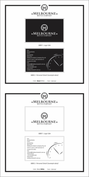 Business Card Design by giffaririfki for Melbourne Watch Company Pty Ltd | Design #13101800