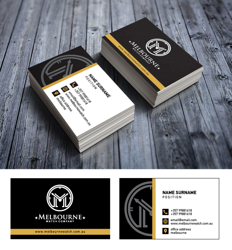 Business Card Design by 4sticks for Melbourne Watch Company Pty Ltd | Design #13097714