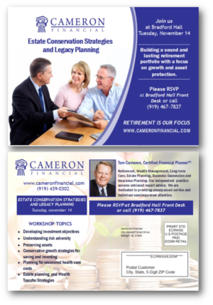 Financial Workshop for Cameron Financial | Postkarten-Design von citygirl17