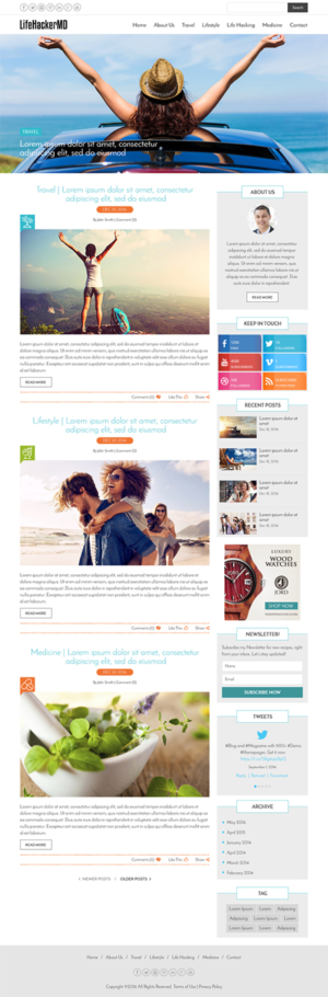 LifeHackerMD.com Blog Design (Travel, Lifestyle, and Life Hacking blog) | Web-Design von RupalTechno