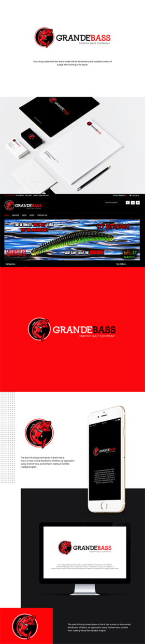 Logo Design by highmaxlogodesigns for GRANDEBASS - Trophy Bait Company | Design #13629394