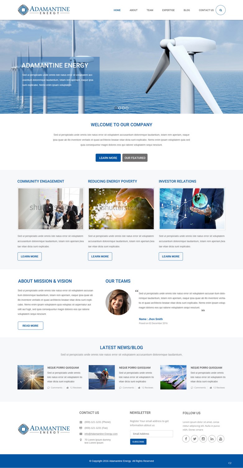 Wordpress Design by pb for Adamantine Energy | Design #13151583