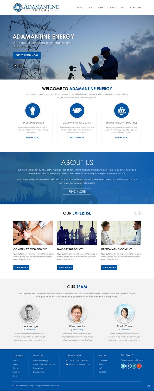 Wordpress Design by pb for Adamantine Energy | Design #13151593