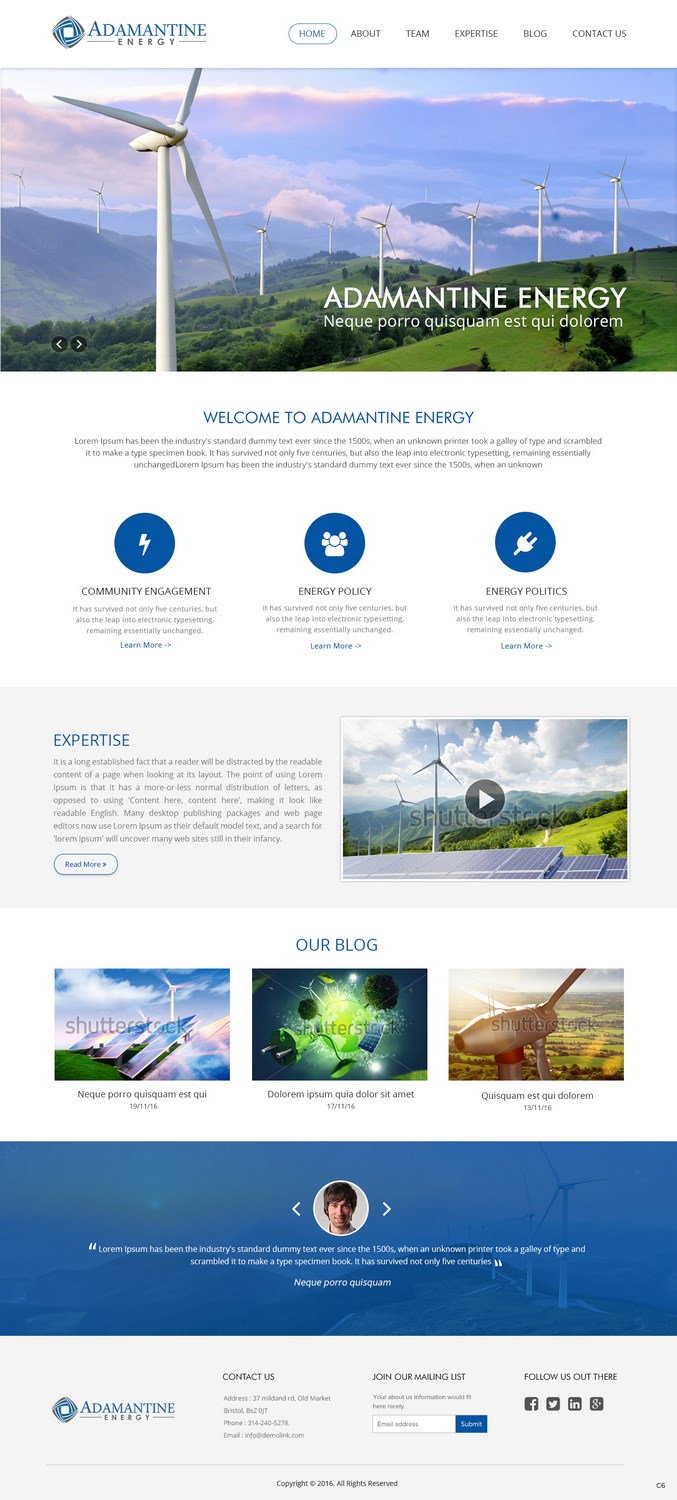 Wordpress Design by pb for Adamantine Energy | Design #13151594